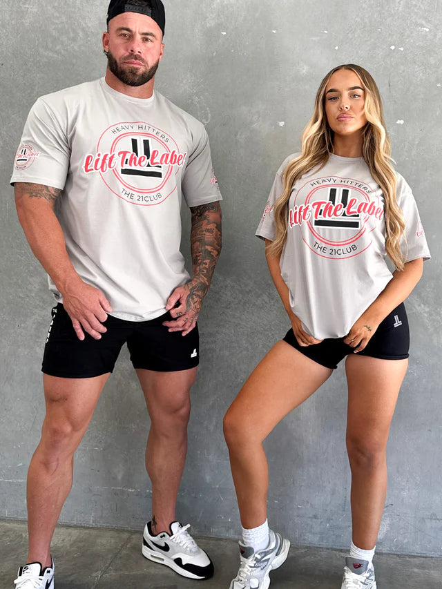 VARSITY TEE - GRY/RED