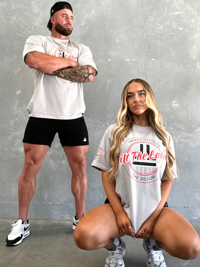 VARSITY TEE - GRY/RED