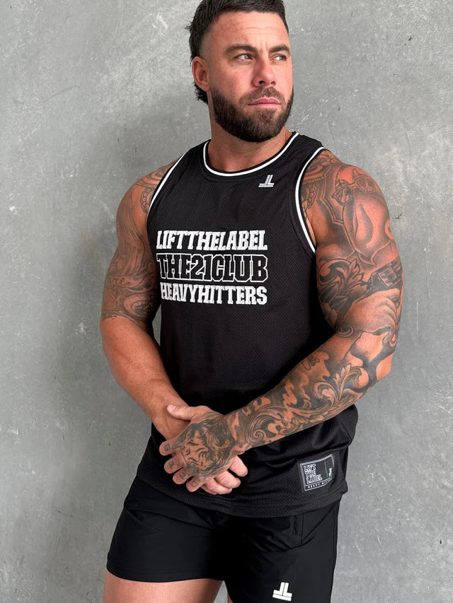 TRADEMARK JERSEY TANK - BLK/WHT