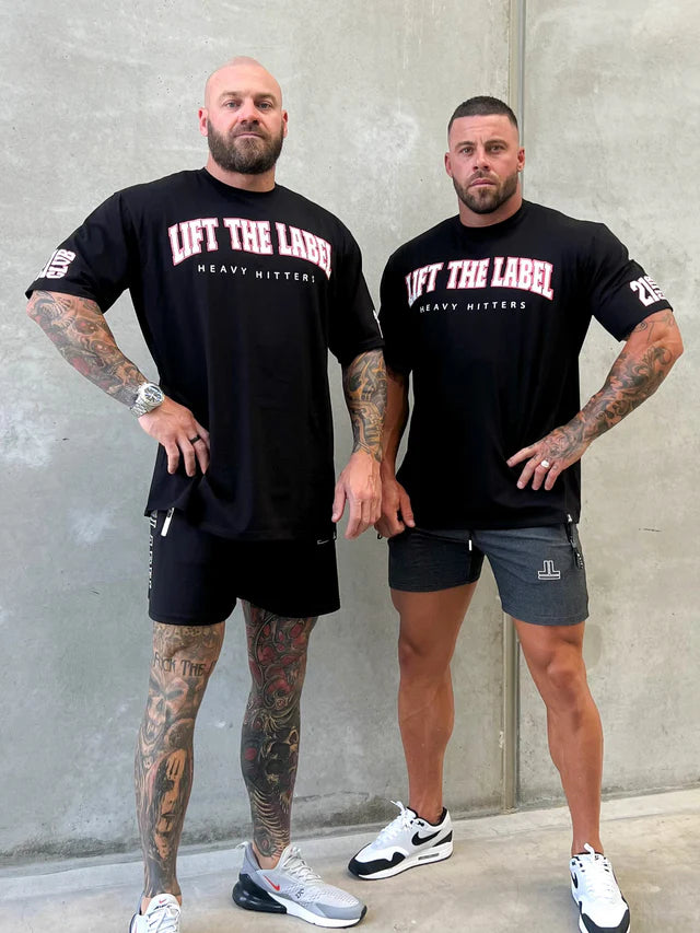 COLLEGE TEE - BLK/PNK