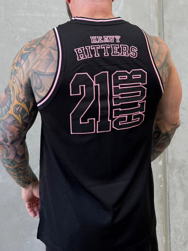 COLLEGE LOGO JERSEY TANK - BLACK/HOT PINK