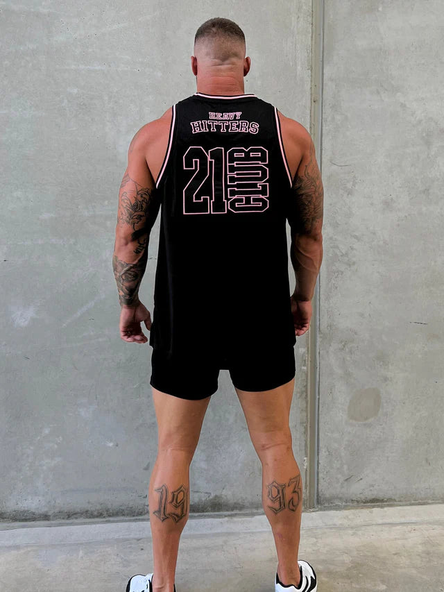 COLLEGE LOGO JERSEY TANK - BLACK/HOT PINK