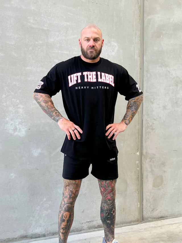 COLLEGE TEE - BLK/PNK