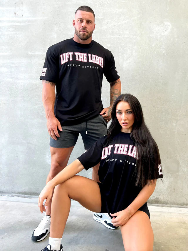 COLLEGE TEE - BLK/PNK