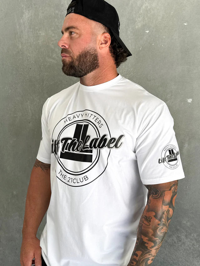 VARSITY TEE - WHITE W BLK LOGO