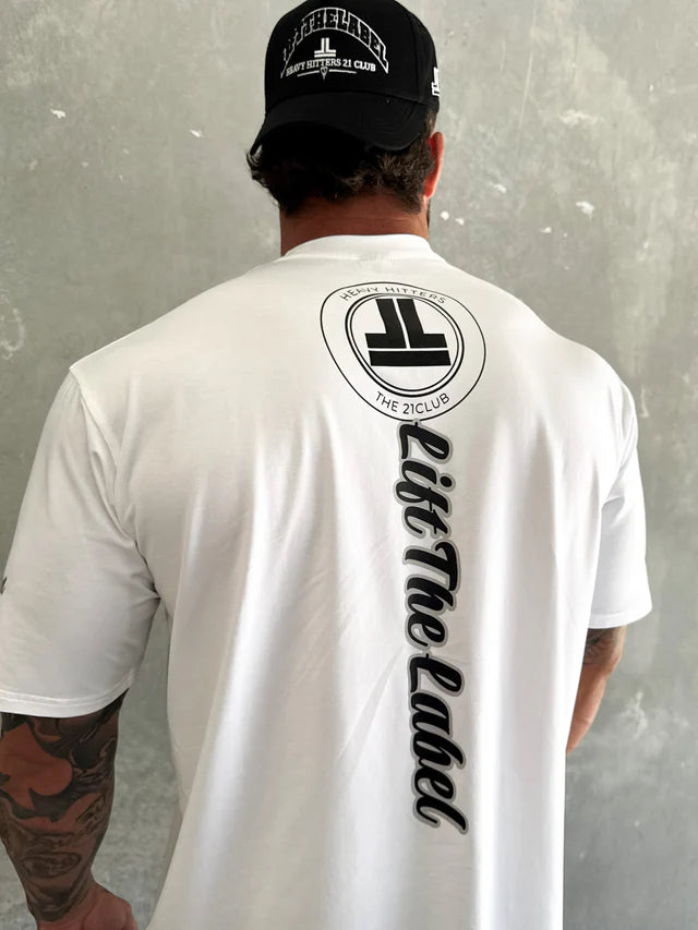 VARSITY TEE - WHITE W BLK LOGO