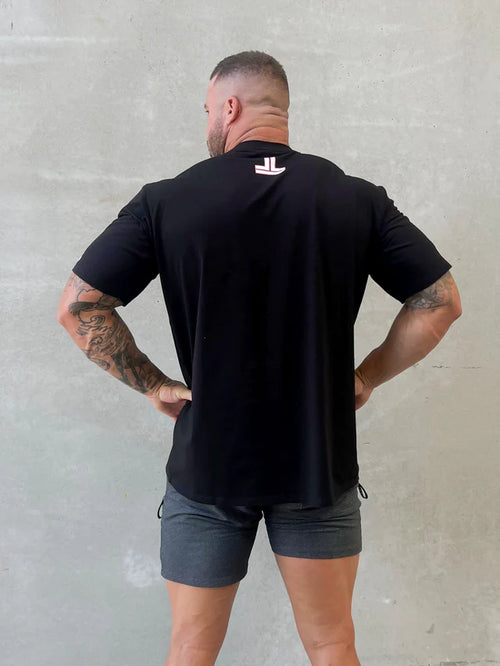 COLLEGE TEE - BLK/PNK