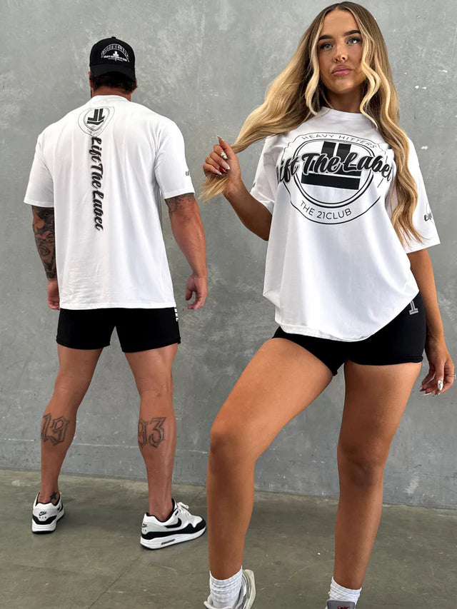 VARSITY TEE - WHITE W BLK LOGO