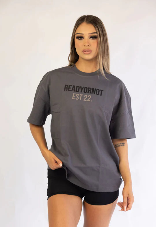 ESSENTIAL OVERSIZED 1.1 TEE - ASH BLK