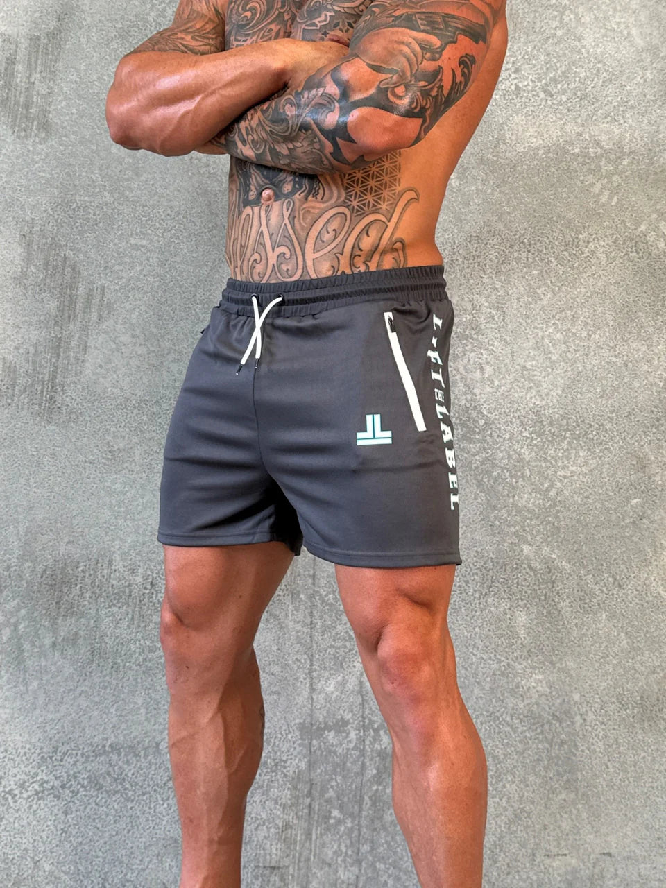 GAME ON SHORTS - GRY/BLU