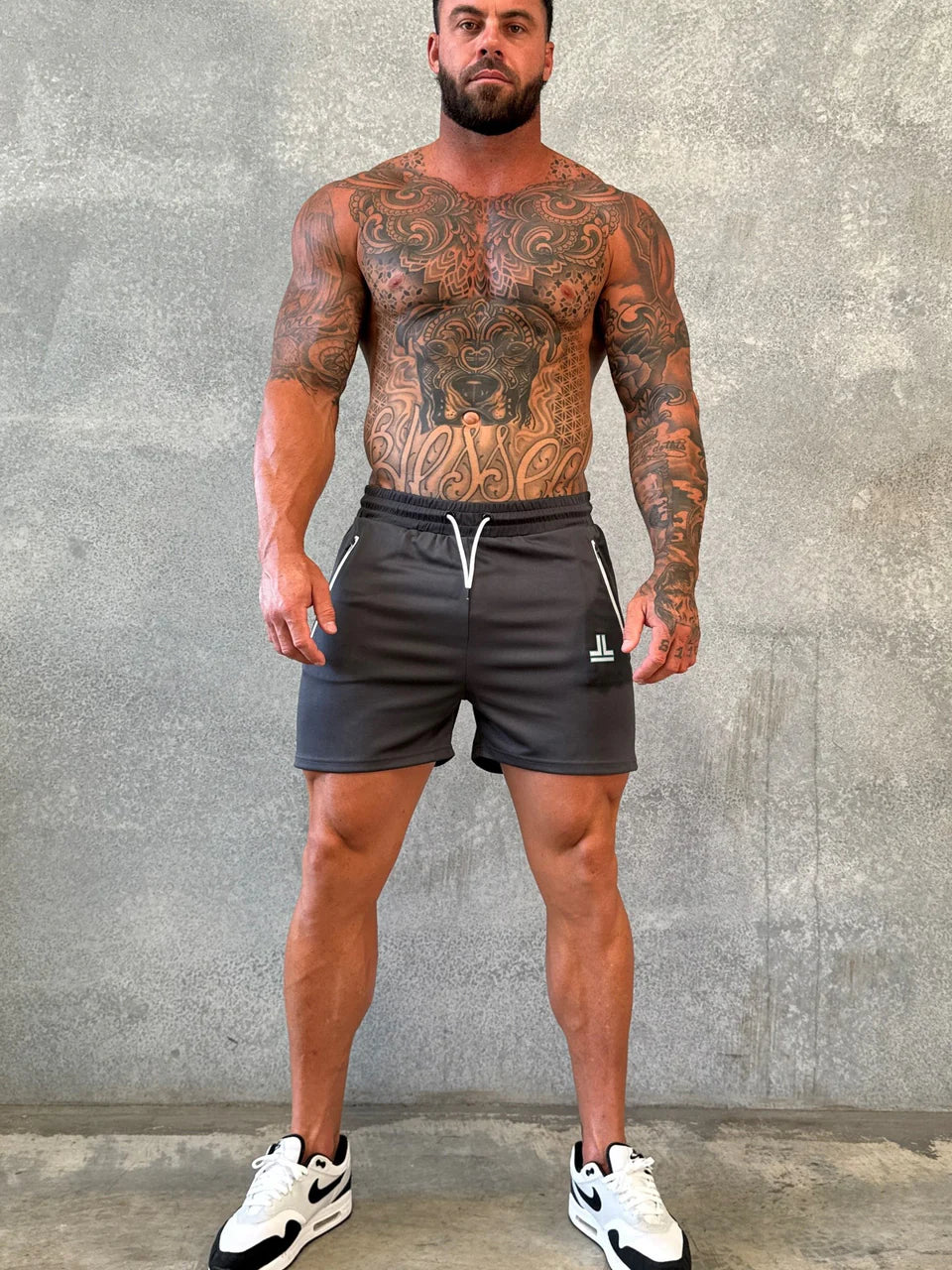 GAME ON SHORTS - GRY/BLU