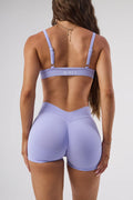 KALI V WAIST BOOTY SHORTS - DAHLIA