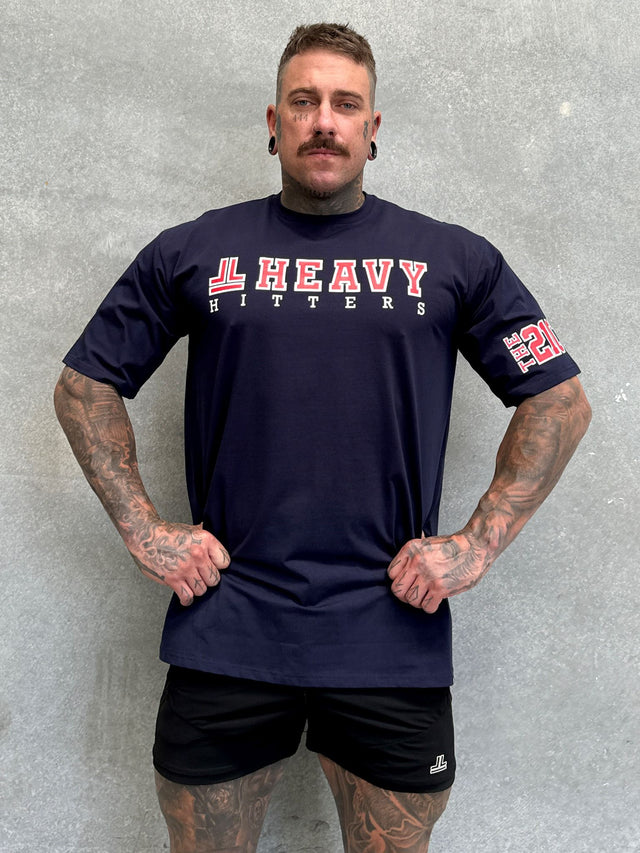 TEAM HITTER TEE - NAVY BLUE/RED