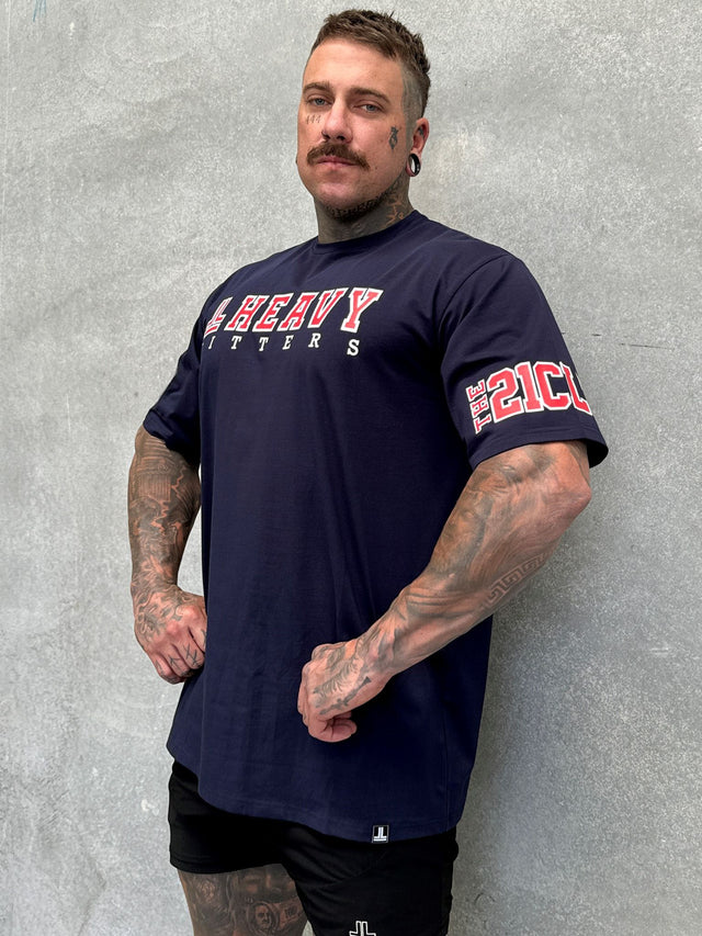 TEAM HITTER TEE - NAVY BLUE/RED